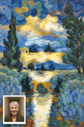 Alhena hidden memory artwork with the original photo it was made from: a grandmother's portrait