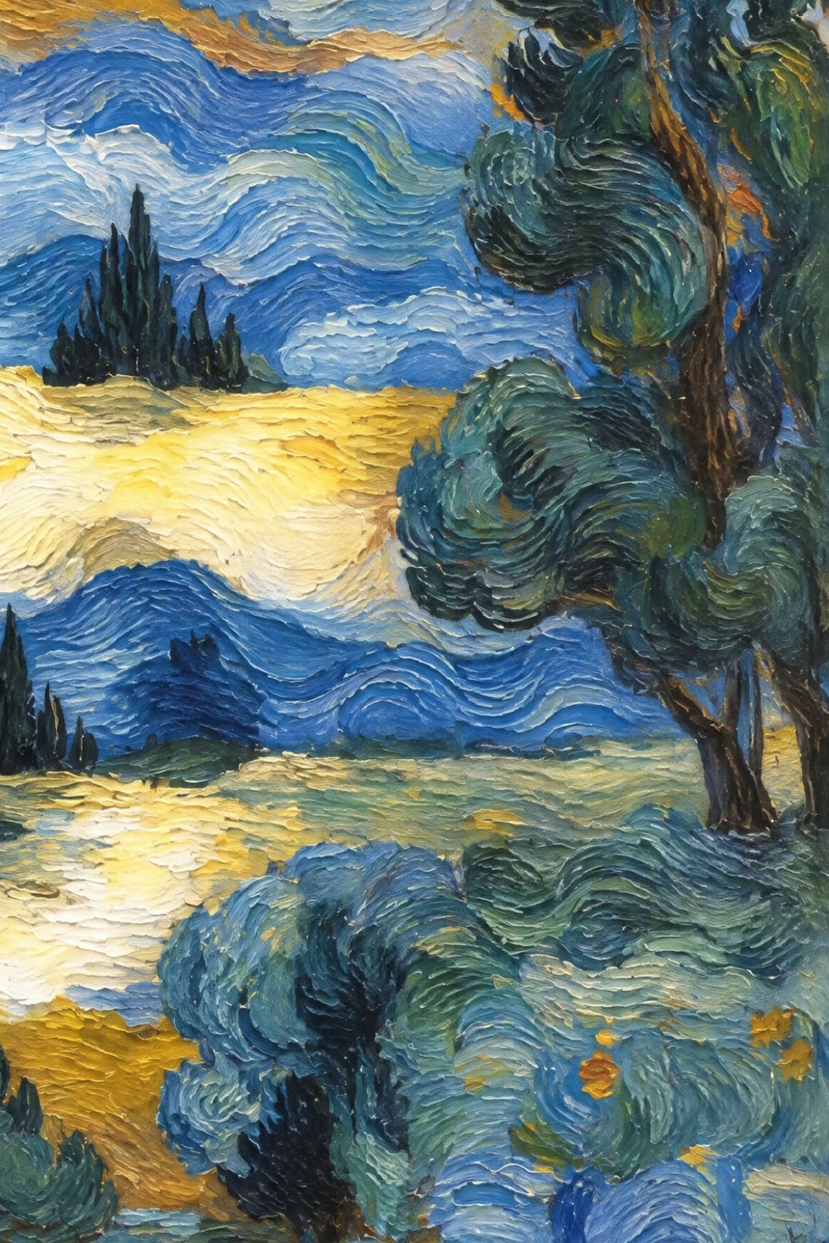 Close-up of the Alhena brushwork and canvas texture
