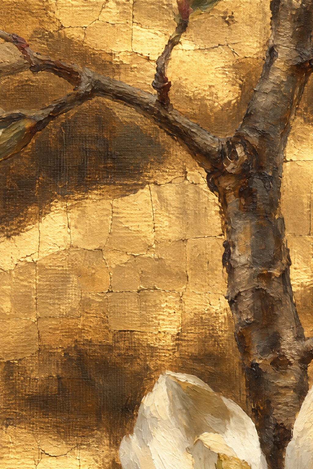 Close-up of the Izar brushwork and canvas texture
