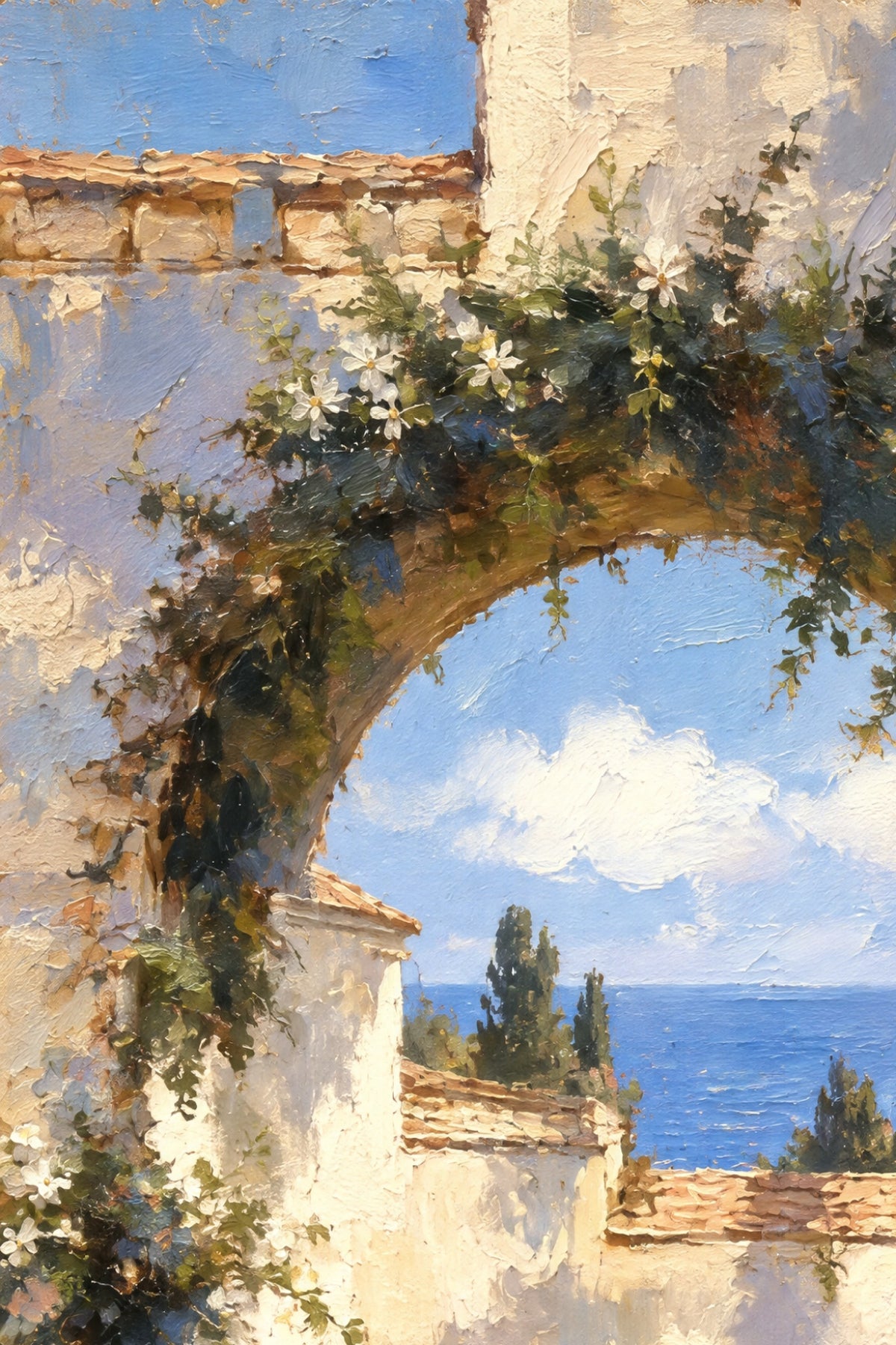 Close-up of the Mira brushwork and canvas texture