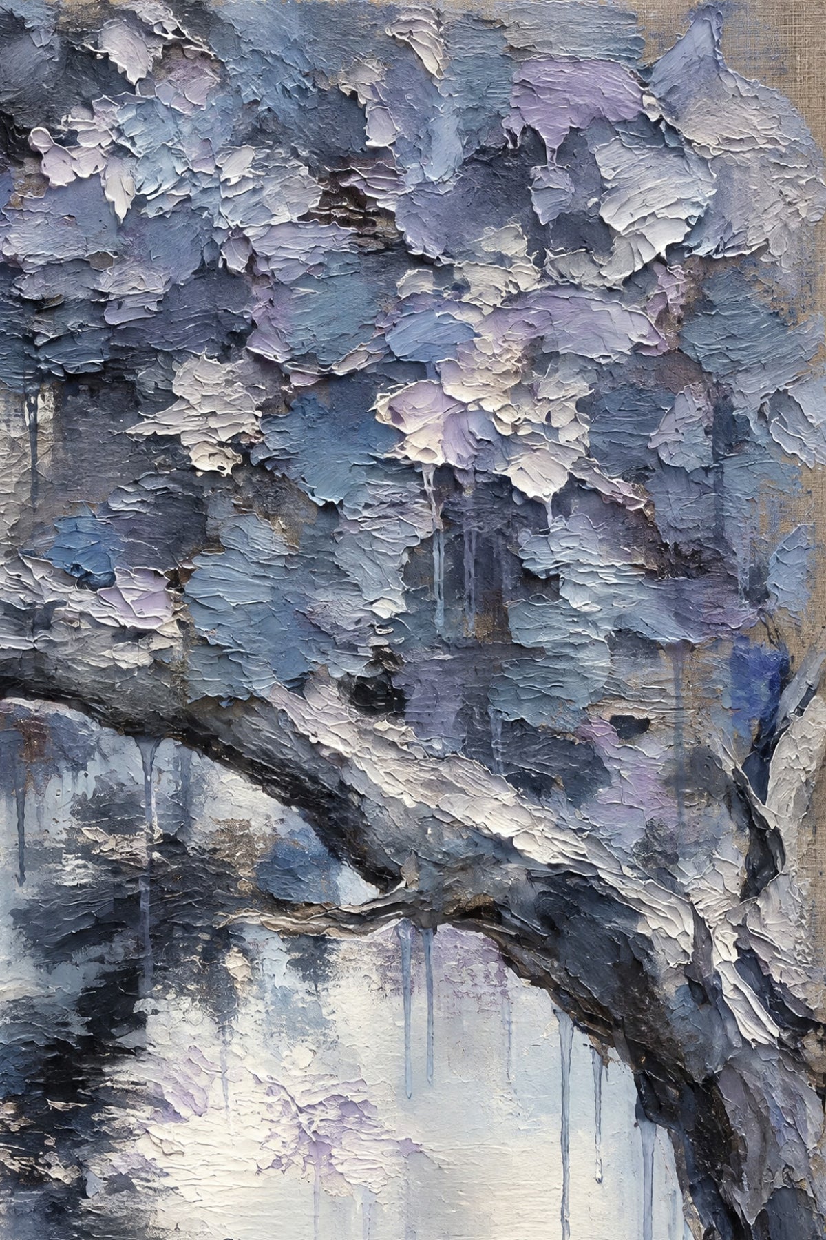Close-up of the Nihal brushwork and canvas texture