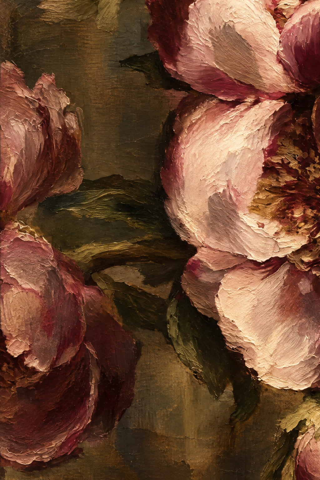Close-up of the Sargas brushwork and canvas texture